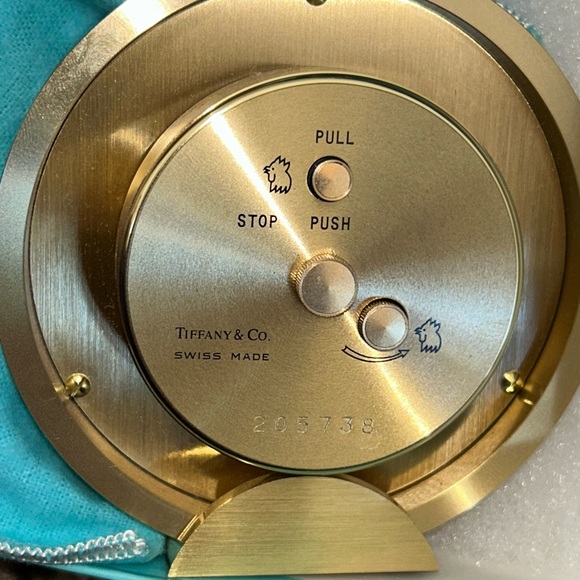 Tiffany & Co. Brass Desk Clock On Flat Stand Bottom - Authentic - Picture 7 of 8